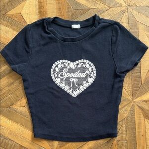 Garage Navy Baby Tee with Lace Printed Heart